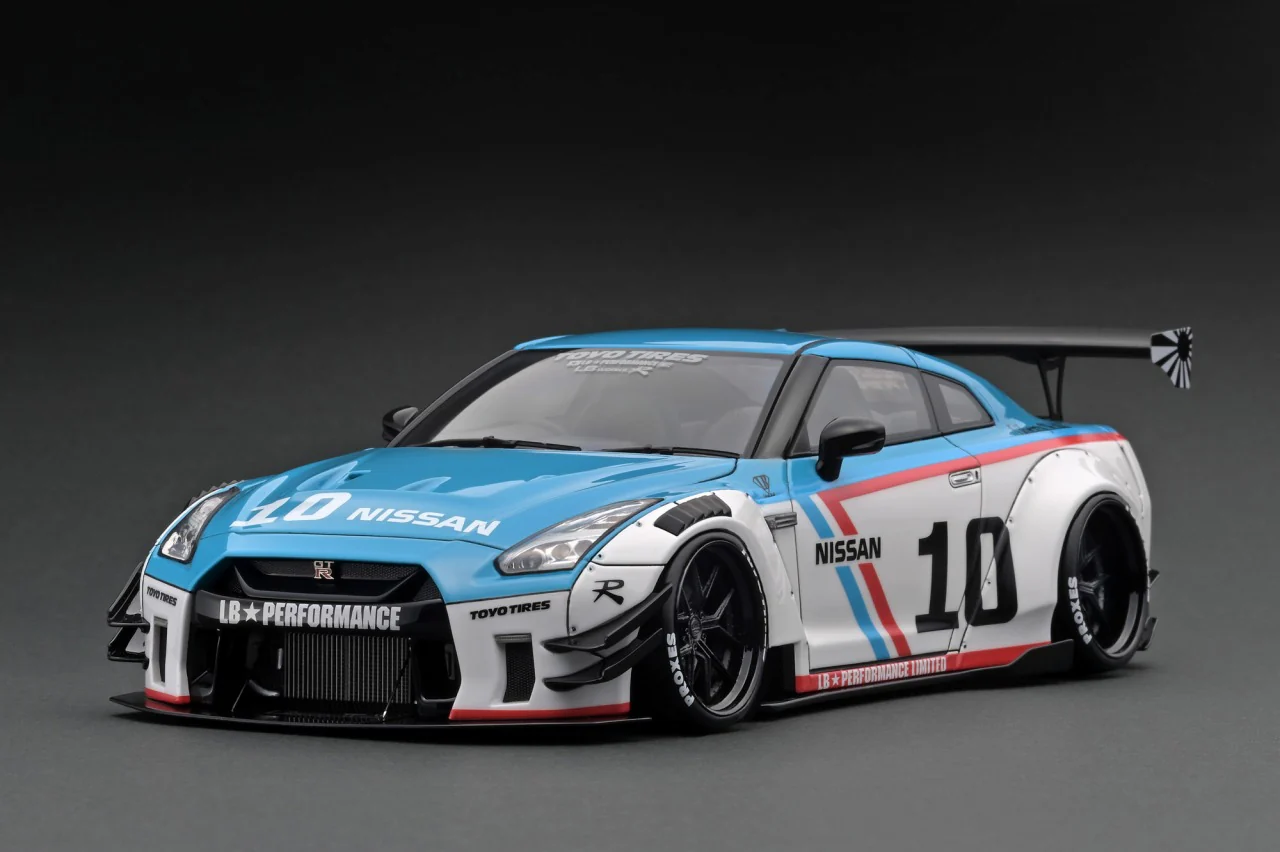 Ignition Model IG2344 LB-WORKS Nissan GT-R (R35) type 2 - White/Blue 1:18