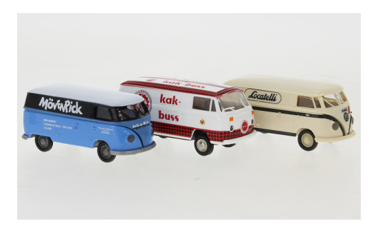 Brekina BRE90497 Set mit 3 VW-Bulli-Modellen - Im Einsatz in Europa 1:87