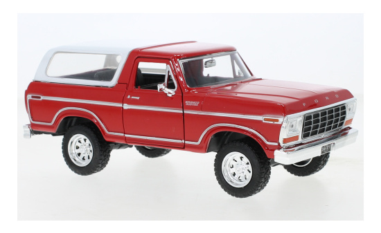 Motormax MOM79373RED Ford Bronco Custom - rot , weiss 1:24