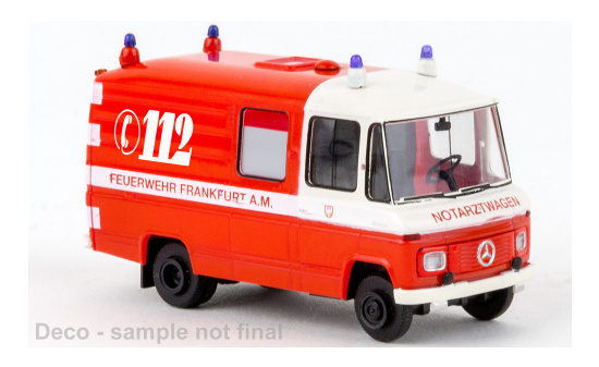 Brekina BRE36934 Mercedes L 508 RTW FW Frankfurt - rot , weiss - Feuerwehr Frankfurt 1:87