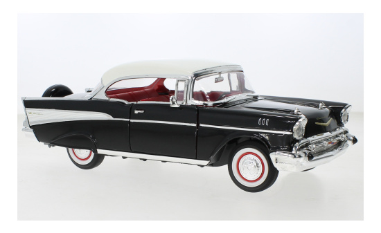 Lucky Die Cast 92109BLACK Chevrolet Bel Air Hardtop, schwarz/weiss, 1957 1:18