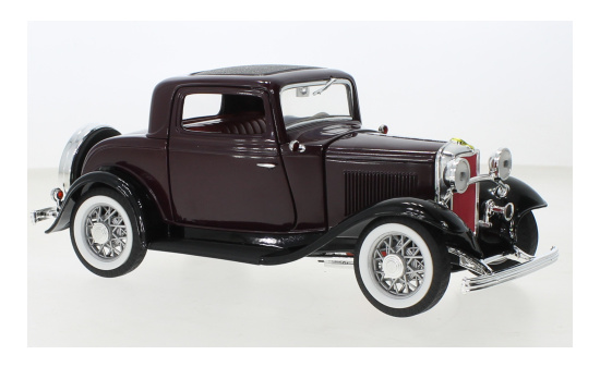 Lucky Die Cast 92248BURGUNDYBLACK Ford 3-Window Coupe, dunkelviolett/schwarz, 1932 1:18