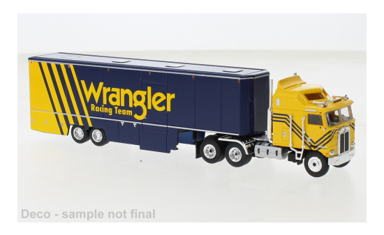 Brekina BRE85737 Kenworth K 100 Aerodyne Renntransport-SZ - Wrangler Racing 1:87