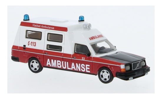 BoS-Models BOS87717 Volvo 265 Ambulance Norway - weiss , rot 1:87