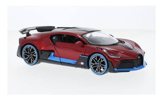 Maisto 31526RED Bugatti Divo, metallic-rot/hellblau, 2024 1:24