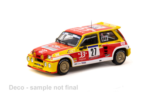 Tarmac T64-TL061-85TDC27 Renault 5 Maxi Turbo, No.27, Rallye WM, Tour de Corse, D.Auriol/B.Occelli, 1985 - Vorbestellung 1:64