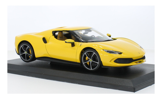 Bburago 18-16018YELLOW Ferrari 296 GTB, gelb, 2023 1:18