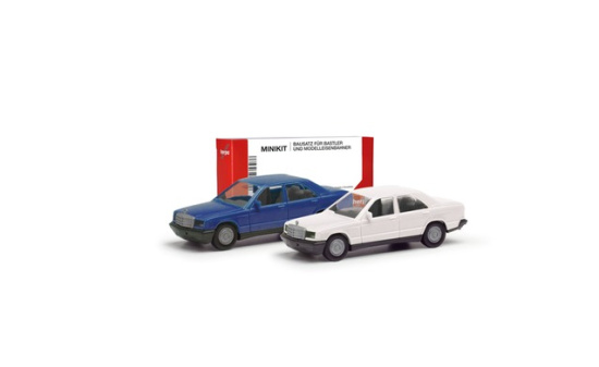 Herpa 012409-009 Herpa MiniKit: Mercedes-Benz 190E, 2er Set, Blau / Classicweiß 1:87