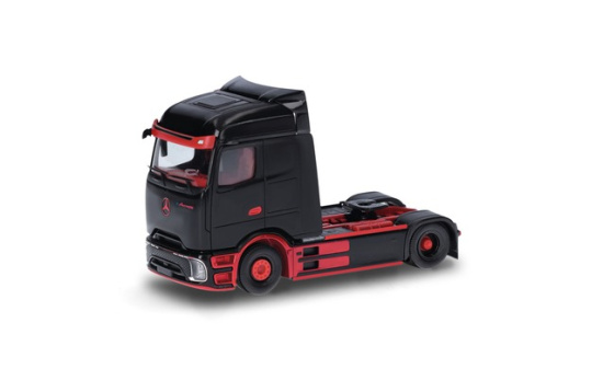 Herpa 318211 Mercedes-Benz eActros 600 Procabin Solozugmaschine 2achs, schwarz/rot 1:87