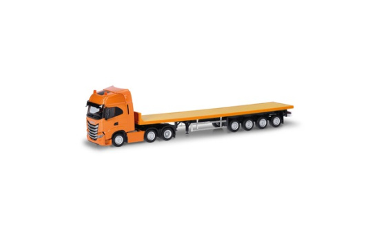 Herpa 318259 Iveco S-Way 6x2 Flachbett-Sattelzug, kommunalorange - Vorbestellung 1:87