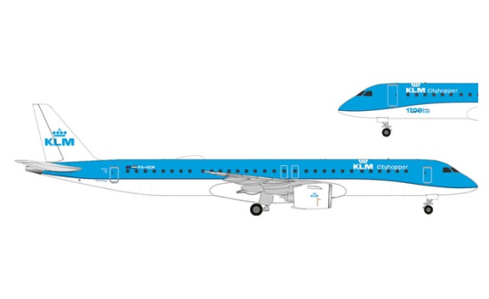 Herpa 536554-001 KLM Cityhopper Embraer E195-E2 - Vorbestellung 1:500