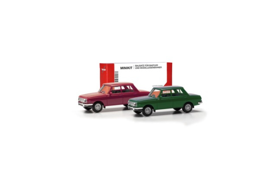 Herpa 013918-002 Herpa MiniKit: Wartburg 353 '66, 2er Set, Karminrot / Atlantikgrün - Vorbestellung 1:87