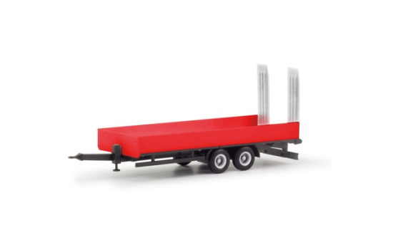 Herpa 076913-002 LKW Tiefladetandemanhänger mit Auffahrrampen 2achs, rot - Vorbestellung 1:87