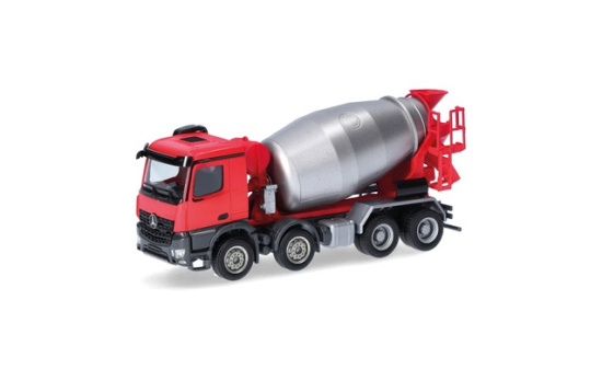 Herpa 319133 Mercedes-Benz Arocs M Betonmischer-LKW 4-achs, rot/silber - Vorbestellung 1:87