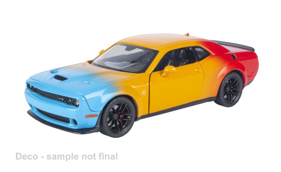 Motormax MOM79087YELLOW Dodge Challenger Hellcat SRT - gelb , Dekor - Vorbestellung 1:24