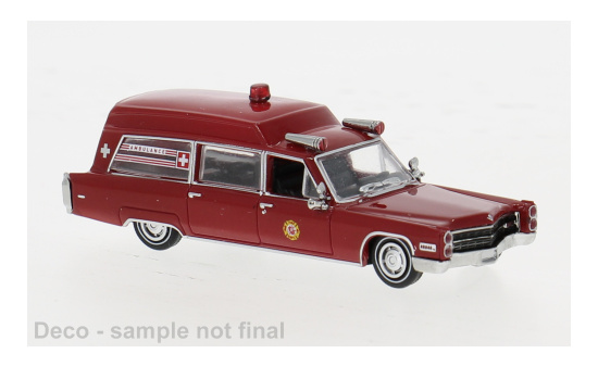 Brekina BRE19775 Cadillac Miller Meteor Ambulance - dunkelrot - Vorbestellung 1:87