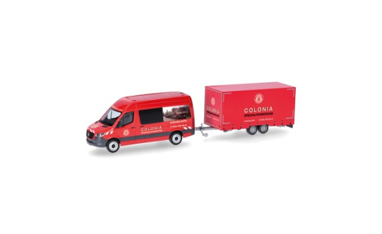 Herpa 098618 Mercedes-Benz Sprinter '18 Halbbus Hochdach mit Tandemhänger 