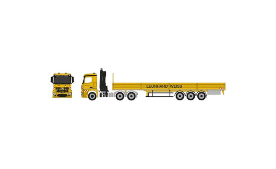 Herpa 953719 Mercedes Benz Arocs Streamspace (mit Kran) Pritschen-Sattelzug 