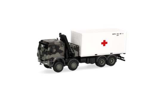 Herpa 747288 Iveco Trakker 8x8 mit Ladekran 20 ft. Container