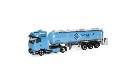 Herpa 321778 Mercedes-Benz eActros 600 ProCabin Bigspace Lebensmitteltank-Sattelzug 
