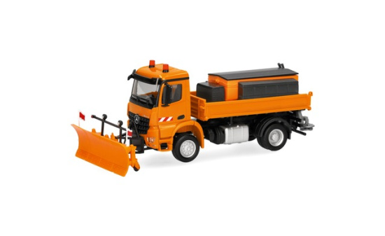 Herpa 321853 Mercedes-Benz Arocs S 18 Dreiseitenkipper-LKW 2achs mit Streuaufbau, kommunalorange - Vorbestellung 1:87