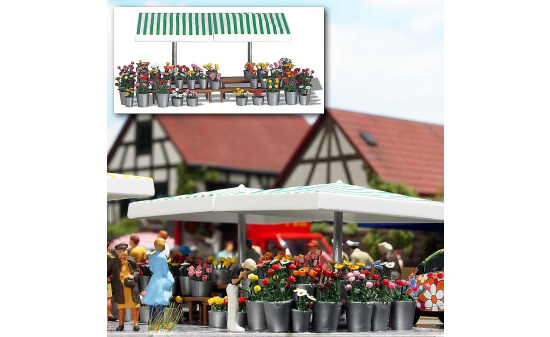 Busch 1072 Marktstand Blumen - Vorbestellung 1:87