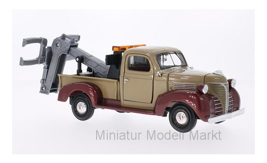 Motormax MOM75430 Plymouth Pick Up Tow Truck - dunkelbeige , dunkelrot (Metallic) - Vorbestellung 1:24