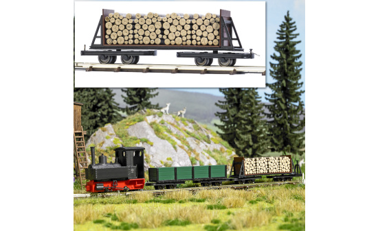 Busch 12247 Flachwagen mit Holzladung - Vorbestellung 1:87