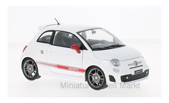 Motormax MOM73380WHITE Fiat 500 Abarth - weiss , rot - Vorbestellung 1:24