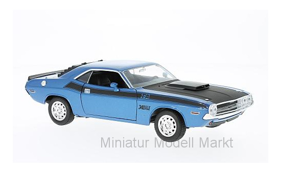 Welly WEL24029BLUE Dodge Challenger T/A - blau (Metallic) , schwarz - Vorbestellung 1:24