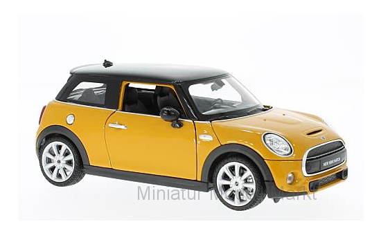 Welly WEL24058ORANGE Mini Hatch - dunkelgelb , schwarz - Vorbestellung 1:24