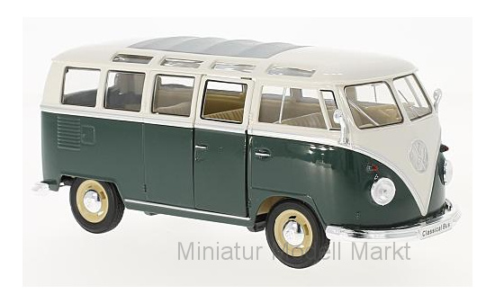 Welly WEL22095SG-GREEN VW T1 Samba - dunkelgrün , weiss - Vorbestellung 1:24