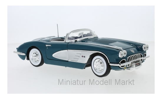 Motormax MOM73109BLUE Chevrolet Corvette (C1) - dunkeltürkis , silber - Vorbestellung 1:18