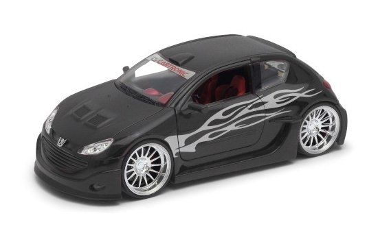 Welly WEL22486MA-Black Peugeot 206 - schwarz (Matt) , Dekor - Vorbestellung 1:24