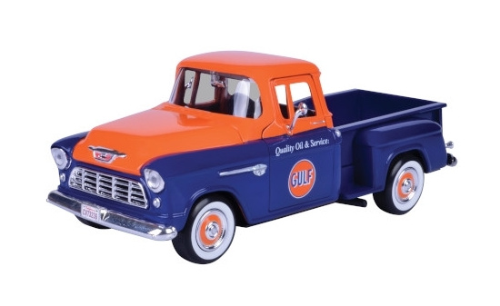 Motormax MOM79651 Chevrolet 5100 Stepside - blau , orange - Gulf - Vorbestellung 1:24