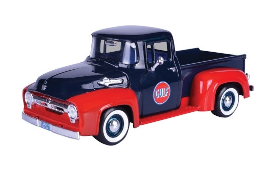 Motormax MOM79647 Ford F-100 Pick Up - dunkelblau , rot - Gulf - Vorbestellung 1:24