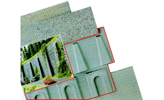 Busch 8196 Stützmauer mit Arkaden - Vorbestellung 1:160