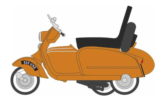 Oxford OXF76SC003 - Scooter mit Beiwagen - orange 1:76