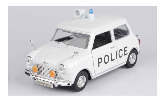 Motormax MOM79742 Mini Morris Cooper - weiss , Dekor - Police - Vorbestellung 1:18